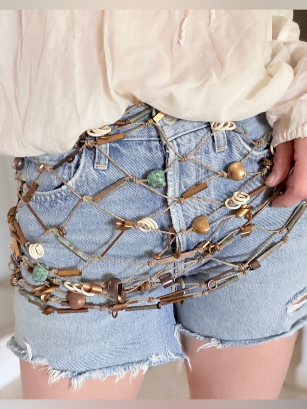 Mermaidcore Net Belt Shell Trinket Beaded Coastal Goddess Statement Wrap
